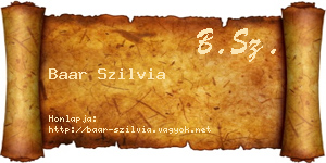 Baar Szilvia névjegykártya